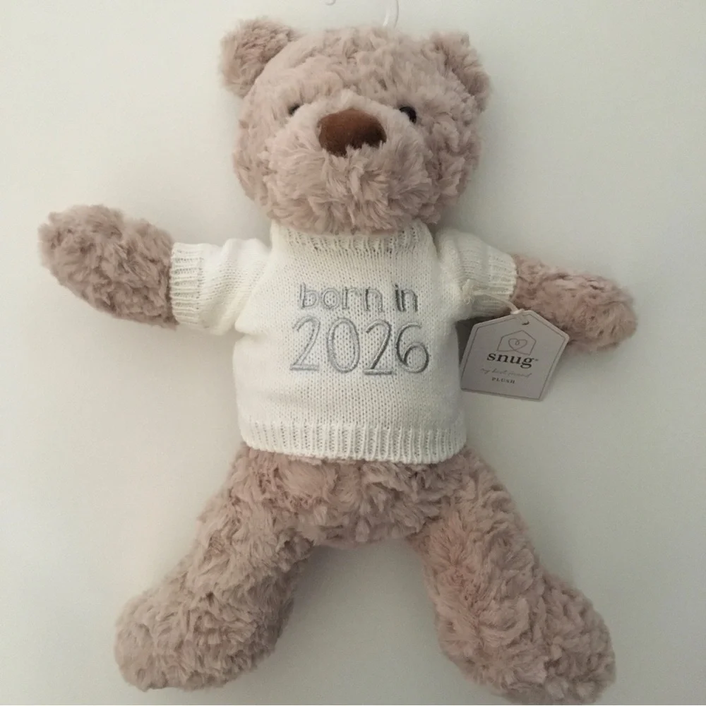 NEW Plush Bear with Sweater Embroidered Born in 2026 CuddleToy Newborn Gift